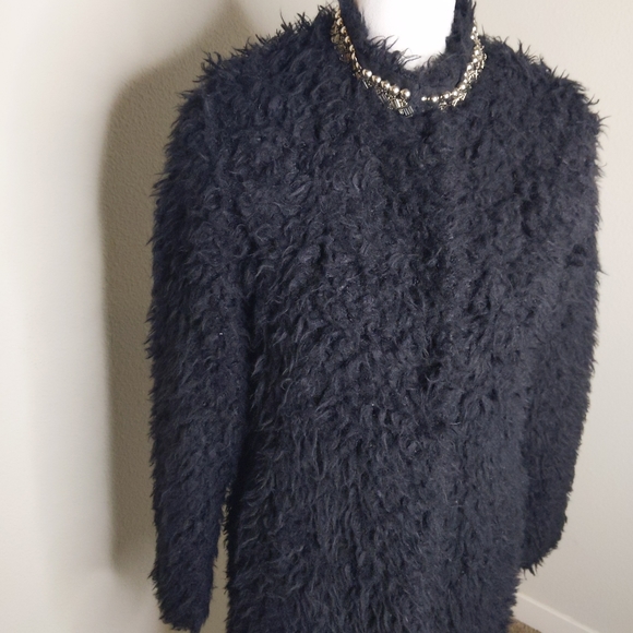GUESS Oversized Black Faux Fur Coat Women’s XS (Fits M/L) | Snap Button Longline - Picture 6 of 12